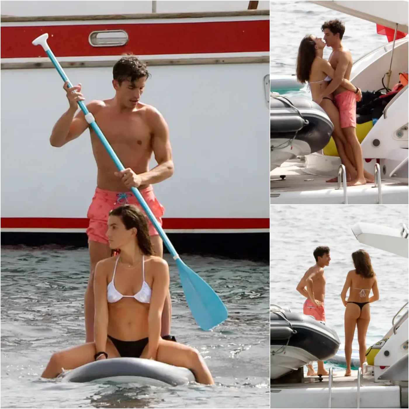 Cover Image for MotoGP star Marc Marquez draws attention as he can’t keep his gaze away from his bikini-clad girlfriend on a yacht.