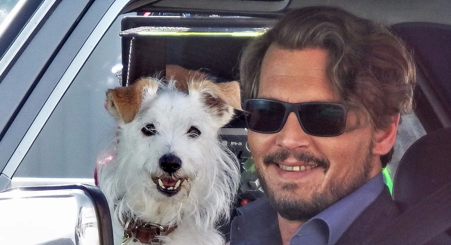Johnny Depp Plays with a Dog on 'Richard Says Goodbye' Set | Johnny Depp |  Just Jared: Celebrity Gossip and Breaking Entertainment News