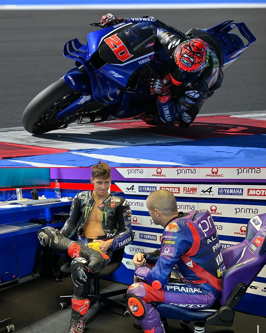 Crash MotoGP on X: "Quartararo and Miller debriefing about the Yamaha V4 ⚙️  #MotoGP #MisanoTest https://t.co/TW2FpUcYaA" / X