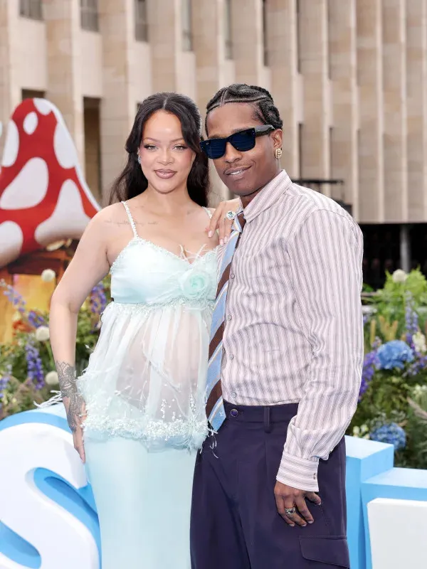 Rihanna's Sheer 'Smurfs' Premiere Gown Gave Fans a Rare Glimpse at Her Bare  Baby Bump
