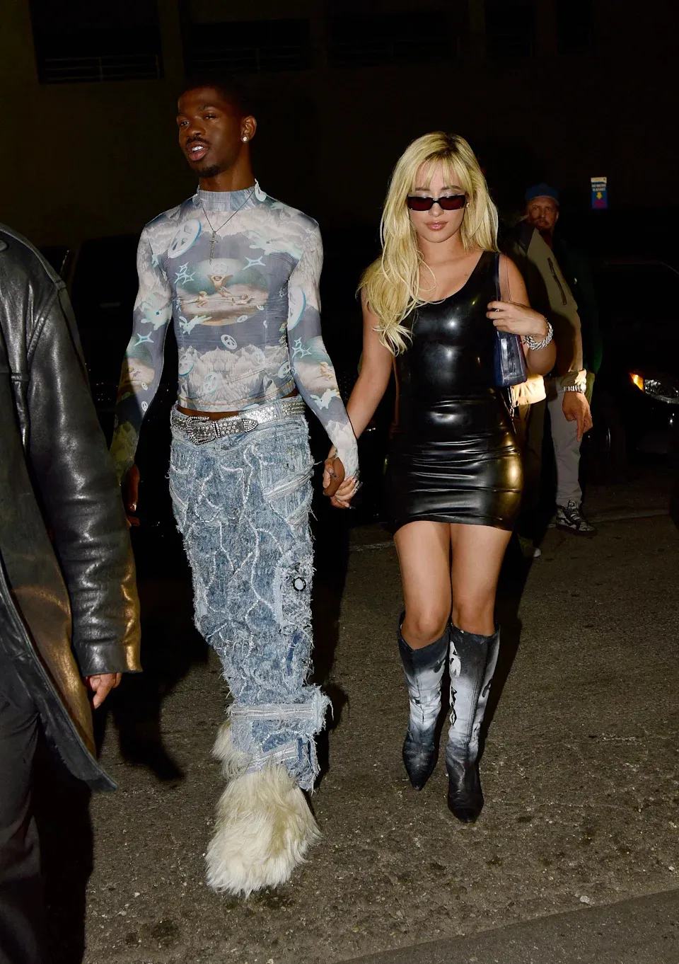 Lil Nas X and Camila Cabello Go Edgy in Long-Hair Fur Boots and Spray  Painted Boots